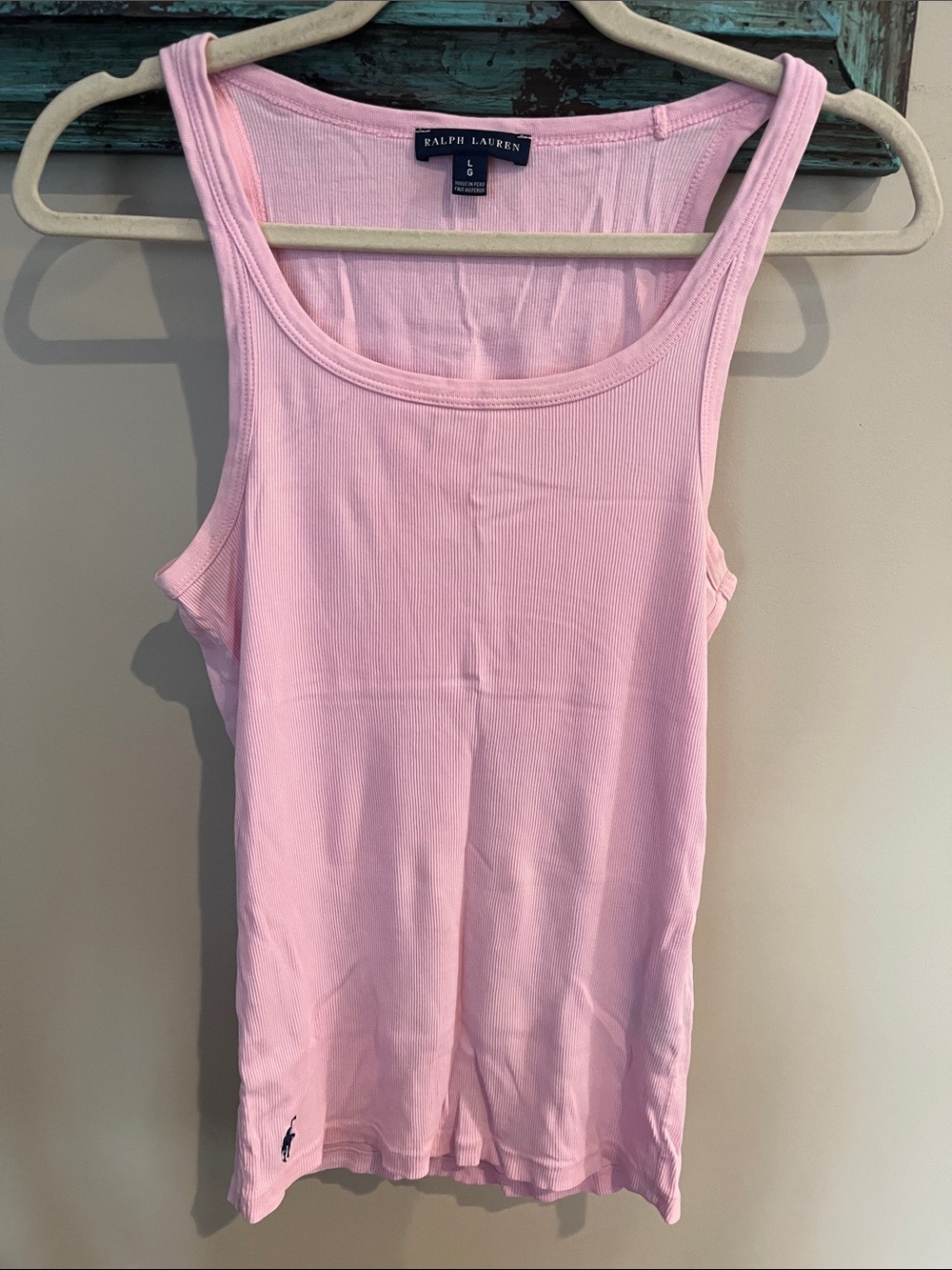 Ralph Lauren Light Pink Ribbed Tank Top - Scoop Neck